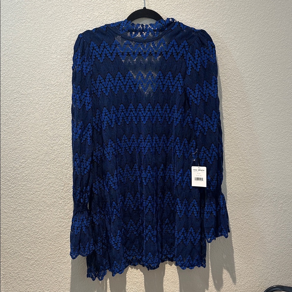 NWT Free People Royal Blue Lace Long-Sleeve Tunic